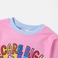 Care Bears 2-piece Kid Girl Letter Print Sweatshirt and Stripe/Heart Print Leggings Set Pink
