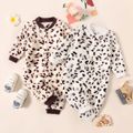 Leopard Print Fluffy Long-sleeve Grey or Coffee Baby Jumpsuit Light Grey