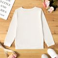 Kid Girl Cute Rabbit Print Solid Color Pullover Sweatshirt White