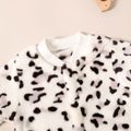 Leopard Print Fluffy Long-sleeve Grey or Coffee Baby Jumpsuit Light Grey image 4