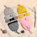 4-pack Baby Top Knot Beanie Hat and Anti-scratch Glove Set Color-A image 2