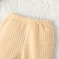 2pcs Baby Boy/Girl Solid Textured Long-sleeve Top and Trousers Set Apricot