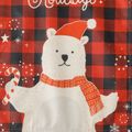 Christmas Bear and Letter Print Buffalo Plaid Apron for Mom and Me Red