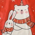 Christmas Rabbit and Bear Print Red Apron for Mom and Me Red