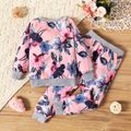 2-piece Toddler Girl 100% Cotton Floral Print Pullover Sweatshirt and Elasticized Pants Set Pink