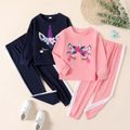 2-piece Kid Girl Unicorn Print Sweatshirt and Colorblock Pants Set Dark Pink
