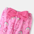 Peppa Pig Baby Girl Pink 2-piece  Stars And Rainbow Bowknot Jumpsuit And Pants Set Pink