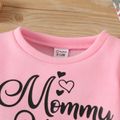 Baby Mädchen Buchstabendruck einfarbiges Rundhals-Langarm-Sweatshirt rosa