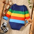 Baby Boy Cartoon Animal Print Rainbow Striped Long-sleeve Romper Multi-color image 2