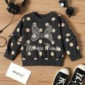 Toddler Girl 100% Cotton Letter Butterfly/Floral Animal Print Pullover Sweatshirt Black image 2