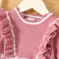 Baby Girl Ruffled Plaid Long-sleeve Long-sleeve Dress Pink