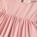 Toddler Girl Lace Flounce Design Long Ruffle-sleeve Pink Dress Pink