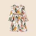 All Over Floral Print Ruffle Long-sleeve Belted Dress for Mom and Me Multi-color