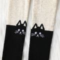 Kid Girl Cat Print Colorblock Footie Leggings Beige image 3
