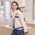 White Long-sleeve Lapel Thickened Fleece Outwear Coat for Mom and Me White