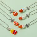 3-pack Simulation Ice Cream Food Pendant Necklace BFF Best Friends Forever Necklace Friendship Jewelry Gift Light Pink