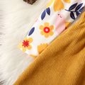 2-piece Toddler Ruffled Floral Print Long-sleeve Tee and Ginger Suspender Skirt Set Ginger