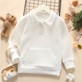 Toddler Girl/Boy Waffle Textured Zipper Solid Sweatshirt White image 1