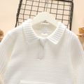 Toddler Girl/Boy Waffle Textured Zipper Solid Sweatshirt White image 4