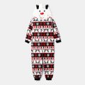 Christmas All Over Print Family Matching Antlers Hooded Long-sleeve Zip Onesies Pajamas Sets (Flame Resistant) Brown
