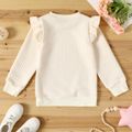 Kid Girl Ruffled Textured Solid Color Pullover Sweatshirt White