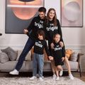 Family Matching Letter Print Black Long-sleeve Casual Dresses and Hoodies Sets Black/White