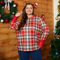 Women Plus Size Casual Christmas Plaid Sweatshirt Red