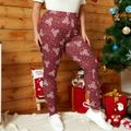 Women Plus Size Sporty Christmas Allover Print Leggings MAROON