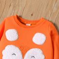 2-piece Toddler Girl Fuzzy Fox Design Orange Sweatshirt and Elasticized Black Pants Set Orange
