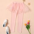 Kid Girl Solid Color Mesh Skirt Leggings Pink