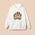 Family Matching Bear Claw and Letter Print Fleece Long-sleeve Hoodies White