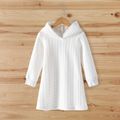 White Cable Knit Long-sleeve Hoodie Dress for Mom and Me White
