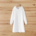 White Cable Knit Long-sleeve Hoodie Dress for Mom and Me White