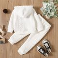 2-piece Toddler Girl/Boy Button Design Cable Knit Top and Solid Pants Set White