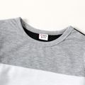2-piece Kid Boy Colorblock Pullover Sweatshirt and Letter Print Sweatpants Set Grey