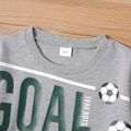 2-piece Kid Boy Letter Football Print Long-sleeve Gray Top and Dark Green Pants Set Grey