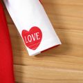 Baby Girl Red Love Heart Print Long-sleeve Splicing Bowknot Dress Color block image 4