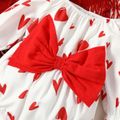 Valentine's Day Baby Girl All Over Red Love Heart Print Bowknot Long-sleeve Romper Red