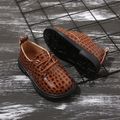 Toddler / Kid Brown Stone Embossed Elastic Shoelaces Shoes Brown