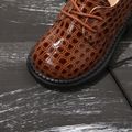 Toddler / Kid Brown Stone Embossed Elastic Shoelaces Shoes Brown