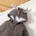 Baby Girl/Boy 100% Cotton Christmas Deer Antlers Design Button Design Colorblock Hooded Long-sleeve Jumpsuit Grey