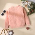 Toddler Girl Casual Solid Color Knit Sweater Pink