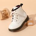 Toddler / Kid Side Zipper Perforated Lace-up White Boots White