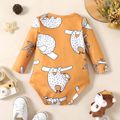 Baby Boy Apricot/Blue All Over Animal Print Long-sleeve Romper Apricot image 3