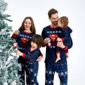 Superman Family Matching Christmas Reindeer and Snowflake Top And Pants Pajamas Sets Royal Blue image 2