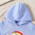 Kid Girl Unicorn Rainbow Print Fleece Lined Hoodie Sweatshirt Light Blue