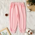 Toddler Girl Ruffled Solid Color Elasticized Pants Pink