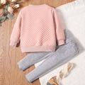 2-piece Toddler Girl Cute Rabbit Pattern Textured Sweatshirt and Pants Set Pink