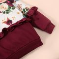 2-piece Toddler Girl Floral Print Ruffled Sweatshirt and Pants Casual Set Burgundy image 4