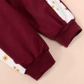 2-piece Toddler Girl Floral Print Ruffled Sweatshirt and Pants Casual Set Burgundy image 5